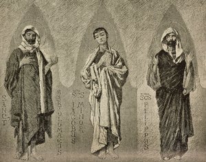 संत बार्थोलोम्यू, जेम्स द लेस और फिलिप, अमाल्फी कैथेड्रल, इटली में मोज़ेक के लिए डोमिनिको मोरेली द्वारा कार्टून, पी स्कोपेट्टा द्वारा ड्राइंग, एल'इलस्ट्राज़ियोन इटालियाना से उत्कीर्णन, संख्या 42, 10 अक्टूबर द्वारा डोमनिको मोरेली