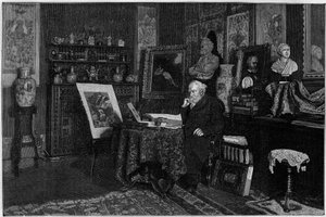 जोसेफ जानसेन (1824-1907), फ्रांसीसी खगोलशास्त्री, विज्ञान अकादमी के सदस्य और ऑब्जर्वेटोएयर डी'एस्ट्रोनॉमी फिजिक डी मेडॉन के निदेशक, मेडॉन में अपने सैलून में। (श्री डोर्नैक की एक तस्वीर से)। "" ला नेचर में उत्कीर्णन: रिव्यू डेस साइंसेज एट डी द्वारा डोर्नैकी