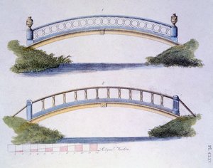 जी। वैन लार द्वारा मैगज़ीन ऑफ़ गार्डन जेम्स से ब्रिज डिज़ाइन, 1802 में प्रकाशित द्वारा डच स्कूल