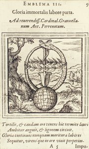 महिमा अमर काम जो एड्रियन जून तक एक प्रतीक से फट, क्रिस्टोफ़ Plantin, एन्वर्स 1565 द्वारा प्रकाशित द्वारा डच स्कूल