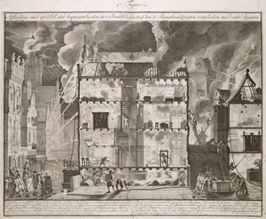 हॉलैंड में अग्निशमन पर एक पुस्तक से, c.1700 प्रकाशित नई दिखाते हुए चित्रण एक इमारत के सभी हिस्सों तक कैसे पहुंच सकता है द्वारा डच स्कूल