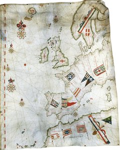 पश्चिमी यूरोप और उत्तरी अफ्रीका का पोर्टोलन चार्ट, c.1580 द्वारा डच स्कूल