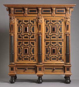 हॉलैंड में निर्मित अलमारी (कास्ट), c.1625-1650 (आबनूस और शीशम के लिबास के साथ ओक) द्वारा डच स्कूल