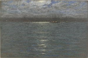 रात: ए हार्बर, 1894 (ब्राउन पेपर पर पेस्टल)
