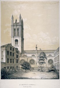 सेंट माइकल, कॉर्नहिल, लंदन शहर, 1840 के चर्च का दक्षिण-पूर्व दृश्य द्वारा ईजे डिकिंसन