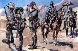1917 की जर्मन वर्दी, मैसेडोनियन फ्रंट (कलर लिथो) द्वारा ई. (बाद में) डोब्रीच