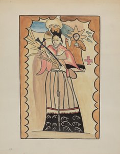 1800, 19351942 से पहले भैंस की खाल पर सेंट जॉन नेपोम्यूसीन-चित्रित। द्वारा ई. बॉयड