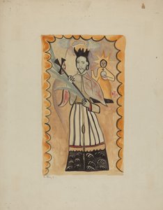 1800, 19351942 से पहले भैंस की खाल पर सेंट जॉन नेपोम्यूसीन-चित्रित। द्वारा ई. बॉयड