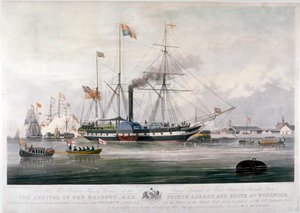 क्वीन विक्टोरिया और प्रिंस अल्बर्ट रॉयल डॉकयार्ड, वूलविच, केंट, 1843 में पहुंचे द्वारा ई डंकन