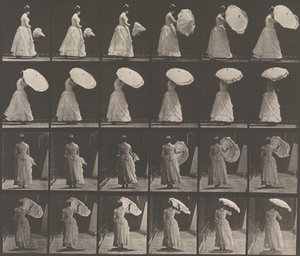 [वुमन ओपनिंग पैरासोल], 1883-86, 1887 में छपी। द्वारा एडवियर्ड मुयब्रिज