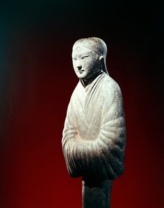 एक मकबरे की आकृति का विवरण, संभवतः शेन्सी प्रांत (मिट्टी के बरतन) से
