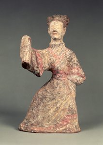 एक पुरुष नर्तकी का चित्र, कब्र कला, पूर्वी हान राजवंश, 25-220 (मिट्टी के बरतन)