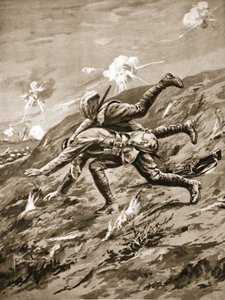 रंग-सार्जेंट हॉल एक घायल कॉमरेड को बचाने के प्रयास में घातक रूप से घायल हो जाता है द्वारा एडगर अल्फ्रेड होलोवे