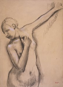 हाफ लेंथ न्यूड गर्ल, c.1895 (ट्रेसिंग पेपर पर सफेद रंग के साथ लकड़ी का कोयला)