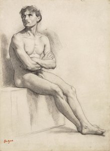 मैन सिटिंग, न्यूड स्टडी, 1858