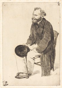 मैनेट बैठा हुआ, बायीं ओर मुड़ा मैनेट बैठा हुआ, बायीं ओर मुड़ा, c. 1861. द्वारा एडगर डीगास
