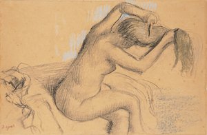 नग्न महिला स्टाइलिंग उसके बाल; नग्न महिला अपने बालों में कंघी, c.1890-1895