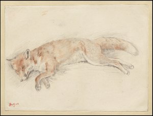 "डेड फॉक्स इन द फॉरेस्ट" के लिए अध्ययन, c.1861-64 द्वारा एडगर डीगास