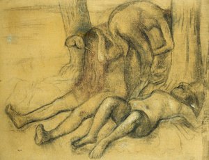 एक पेड़ के नीचे तीन स्नानागार; एक पेड़ के नीचे तीन स्नानघर, c.1894 द्वारा एडगर डीगास