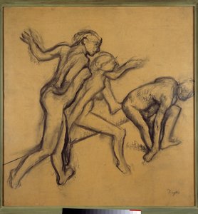 एडगर डेगास (1834-1917) 1900 लगभग द्वारा चाक और चारकोल के साथ तीन नग्न नर्तकियों का चित्र बनाना। मंद। 0,89 x 0,88 मीटर पेरिस। लौवरे संग्रहालय द्वारा एडगर डीगास