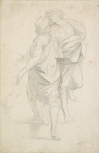 राफेल के बाद सीढ़ियों की उड़ान पर खड़े दो आंकड़े, c1853-54 द्वारा एडगर डीगास