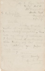 एक अखबार प्रतियोगिता संपादक को पत्र, 1 नवंबर 1917 द्वारा एडगर फ्रायर