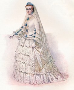 अपनी दुल्हन की पोशाक में महारानी यूजनी, 1853, 1902