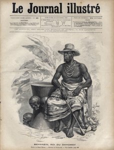 बेहानज़िन का चित्र (1844-1900), डाहोमी (बेनिन) का राजा - 1892 की "द इलस्ट्रस डायरी" में नवेलियर द्वारा उत्कीर्णन