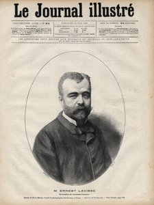 अर्नेस्ट लैविस का पोर्ट्रेट (1842-1922), फ्रांसीसी इतिहासकार और शिक्षाविद - 1892 के "ले जर्नल इलस्ट्रियस" में नवेलियर द्वारा उत्कीर्णन द्वारा एडोर्ड फेलिसियन यूजीन नेवलियर
