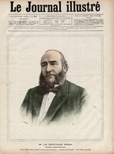 जूल्स एमिल का पोर्ट्रेट (जूल्स-एमिल) पीन (1830-1898), फ्रांसीसी सर्जन - 1892 की "द इलस्ट्रस डायरी" में नेवेलियर द्वारा उत्कीर्ण