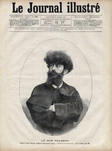 सर मेरोडैक जोसेफिन पेलडन, जोसेफिन पेलाडन (1858-1918) का छद्म नाम फ्रांसीसी लेखक और तांत्रिक - 1892 के "द इलस्ट्रस जर्नल" में नेवेलियर द्वारा उत्कीर्णन