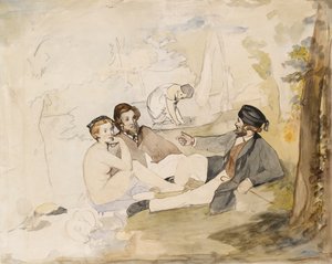 घास पर एक लकड़ी लंच में पिकनिक, 1862-1863। द्वारा एडोर्ड मैनेट