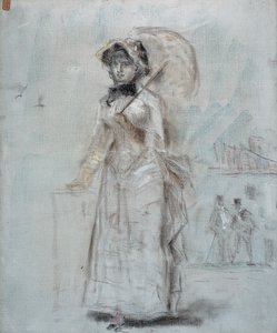 एक खुली छतरी के साथ चलने वाली महिला, 1880 द्वारा एडोर्ड मैनेट