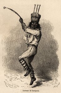 1848 से 1860 तक प्रशांत महासागर से अटलांटिक महासागर तक पॉल मार्कोय की यात्रा को चित्रित करने के लिए सरयाकु (पेरू) में एक नर्तकी। एडौर्ड चार्टन द्वारा संपादित "ले टूर डू मोंडे" में उत्कीर्णन द्वारा एडौर्ड रिउ
