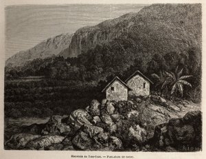 1848 से 1860 तक दक्षिण अमेरिका के माध्यम से पॉल मार्कॉय की यात्रा को चित्रित करने के लिए, तियान तियान, पेरू और कोको प्लांटेशन द्वारा हाशिंडा, रिओ द्वारा चित्रित। एडौर्ड चार्टन द्वारा संपादित "" ले टूर डु मोंडे" में उत्कीर्णन द्वारा एडौर्ड रिउ