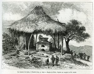 1875-1876 में एड द्वारा इक्विनोक्सियल अमेरिका (कोलंबिया, इक्वाडोर, पेरू) की कहानी को चित्रित करने के लिए, पंचे (कोलंबिया) में चीनी बेकिंग ओवन, रिओ द्वारा चित्रित। आंद्रे, फ्रांसीसी सरकार द्वारा यात्री मिशन प्रभार। ले टूर डू मोंडे में उत्कीर्णन द्वारा एडौर्ड रिउ