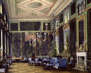 Tsarskoye Selo (wc, gouache और कागज पर स्याही) में ग्रेट पलाइस में चीनी कक्ष