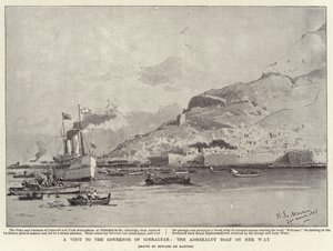 जिब्राल्टर के गवर्नर की यात्रा, उनके रास्ते में एडमिरल्टी बोट (लिथो) द्वारा एडवर्ड डी मार्टिनो