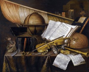 वैनिटास स्टिल लाइफ - एडवर्ड कोलियर द्वारा पेंटिंग (1642-1708) द्वारा Edwaert Colyer या Collier
