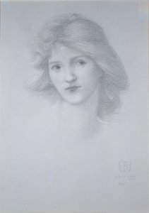 महिला मुखिया: &39;द कार ऑफ लव&39; के लिए अध्ययन, 1895 (पेंसिल) द्वारा एडवर्ड बर्न जोन्स