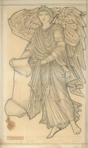 स्क्रॉल के साथ एन्जिल - आंकड़ा संख्या दस, 1880 (कागज पर चाक) द्वारा एडवर्ड बर्न जोन्स