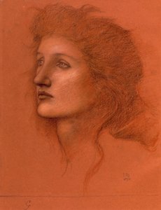 महिला मुखिया, 1890 (कागज पर पेस्टल) द्वारा एडवर्ड बर्न जोन्स