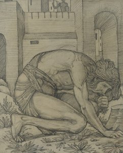 नबूकदनेस्सर ईटिंग ग्रास, 1878 (कागज पर चाक) द्वारा एडवर्ड बर्न जोन्स