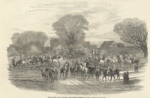 द क्वीन्स स्टैग हाउंड्स: द मीट, आयल्सबरी वाल, &39;द इलस्ट्रेटेड लंदन न्यूज&39; से, 5 दिसंबर 1846 द्वारा एडवर्ड डंकन
