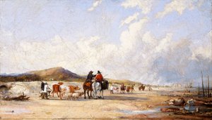 'क्रॉसिंग द सैंड्स टू स्वानसी मार्केट', c1850s द्वारा एडवर्ड फ्रांसिस ड्रू प्रिचर्ड
