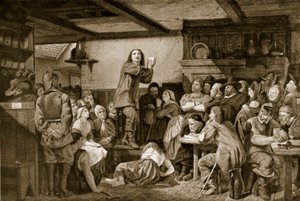 जॉर्ज फॉक्स ने एक सराय में उपदेश दिया, c.1650 द्वारा एडवर्ड हेनरी वेहेंर्ट