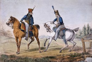10 वें अनड 18 हसर्स के अधिकारी, एकरमैन लिथोग्राफिक प्रेस, 1819 (रंगीन लिथो) द्वारा प्रकाशित