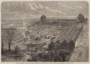 1862 की अंतर्राष्ट्रीय प्रदर्शनी के लिए भवन की वर्तमान स्थिति का दृश्य द्वारा एडवर्ड हल