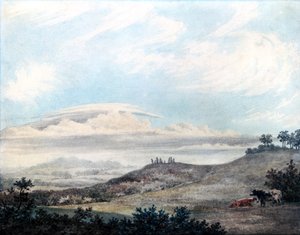 ल्यूक हावर्ड (1772-1864) c.1808-11 द्वारा बाद के क्लाउड अध्ययन के साथ ग्रामीण परिदृश्य (कागज पर wc)