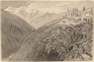लैम्पेडुसा के एक पहाड़ी अभयारण्य पर एक शहर, 18841885। द्वारा एडवर्ड लीयर